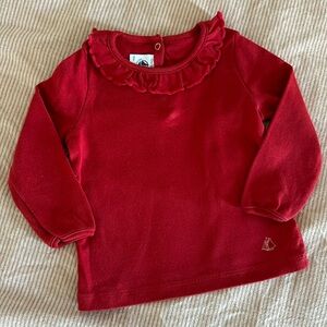 Log sleeves shirt, petit bateau, red, 12m
